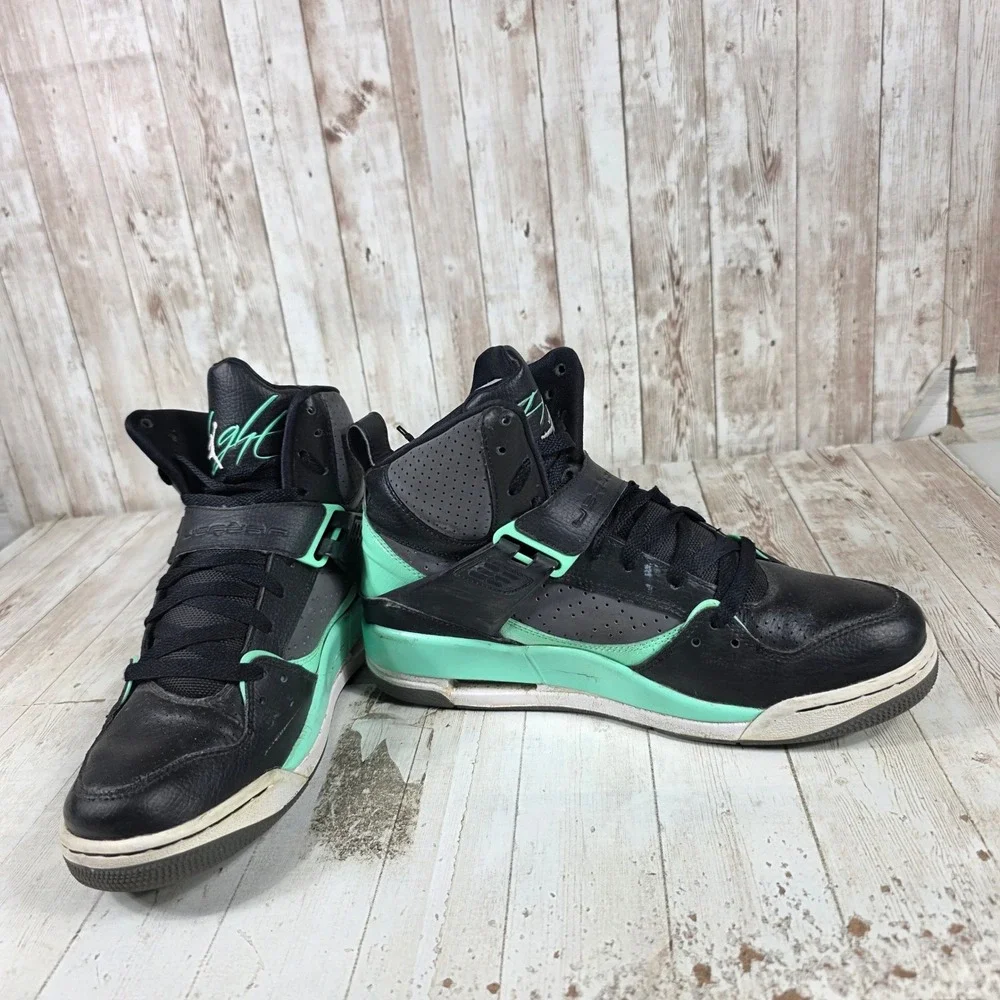 Jordan Flight 45 High Green Glow Black Cement Grey 384519-015 Mens 9